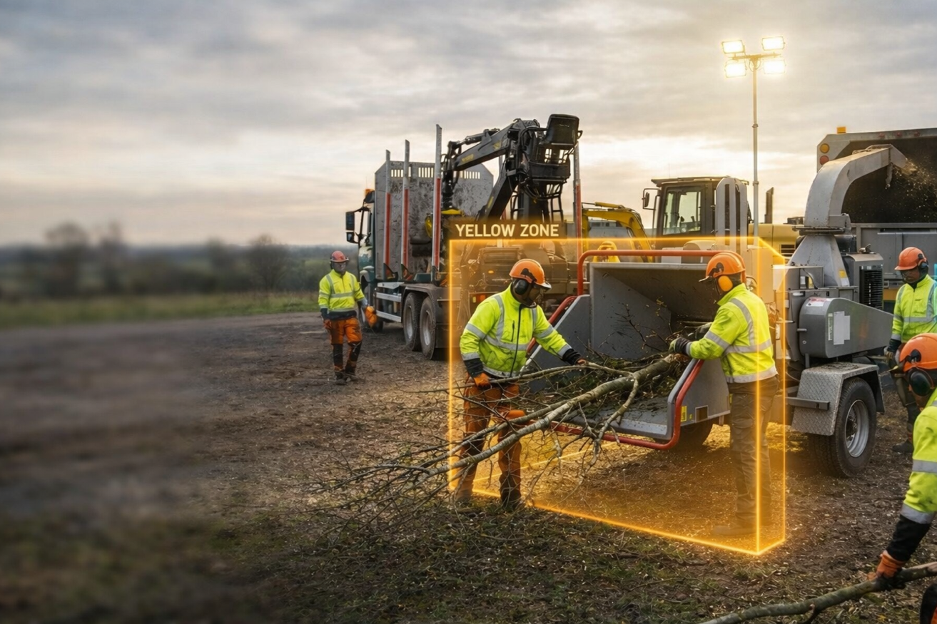 AI safety detection system active on tree care worksite
